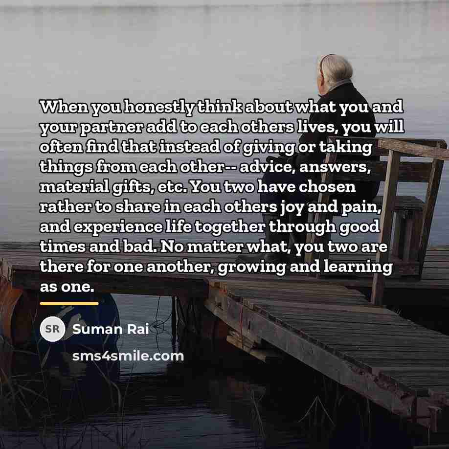 “When you honestly think about what you and your partner…” quote by Suman Rai