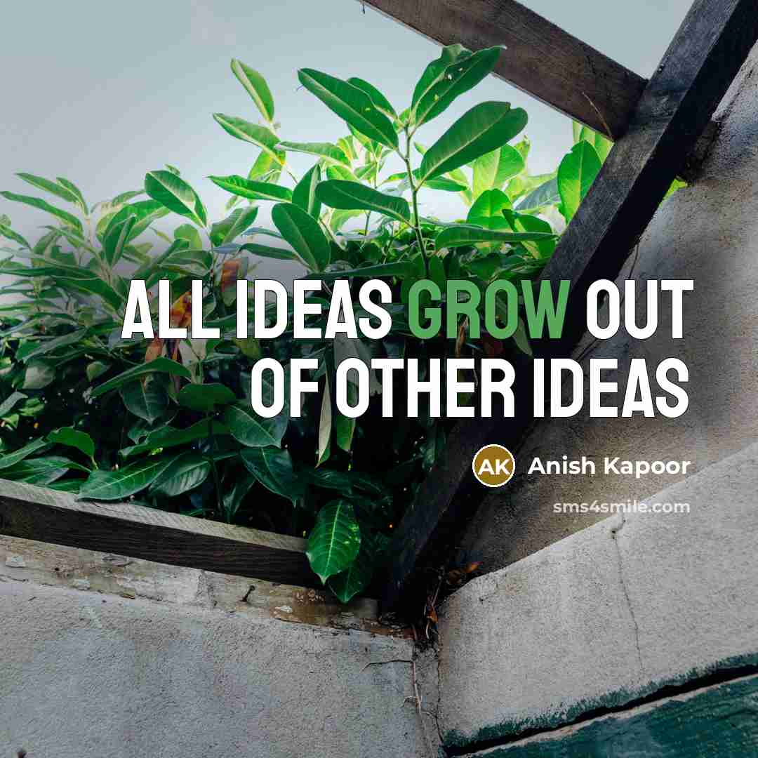 “All ideas grow out of other ideas…” quote by Anish Kapoor
