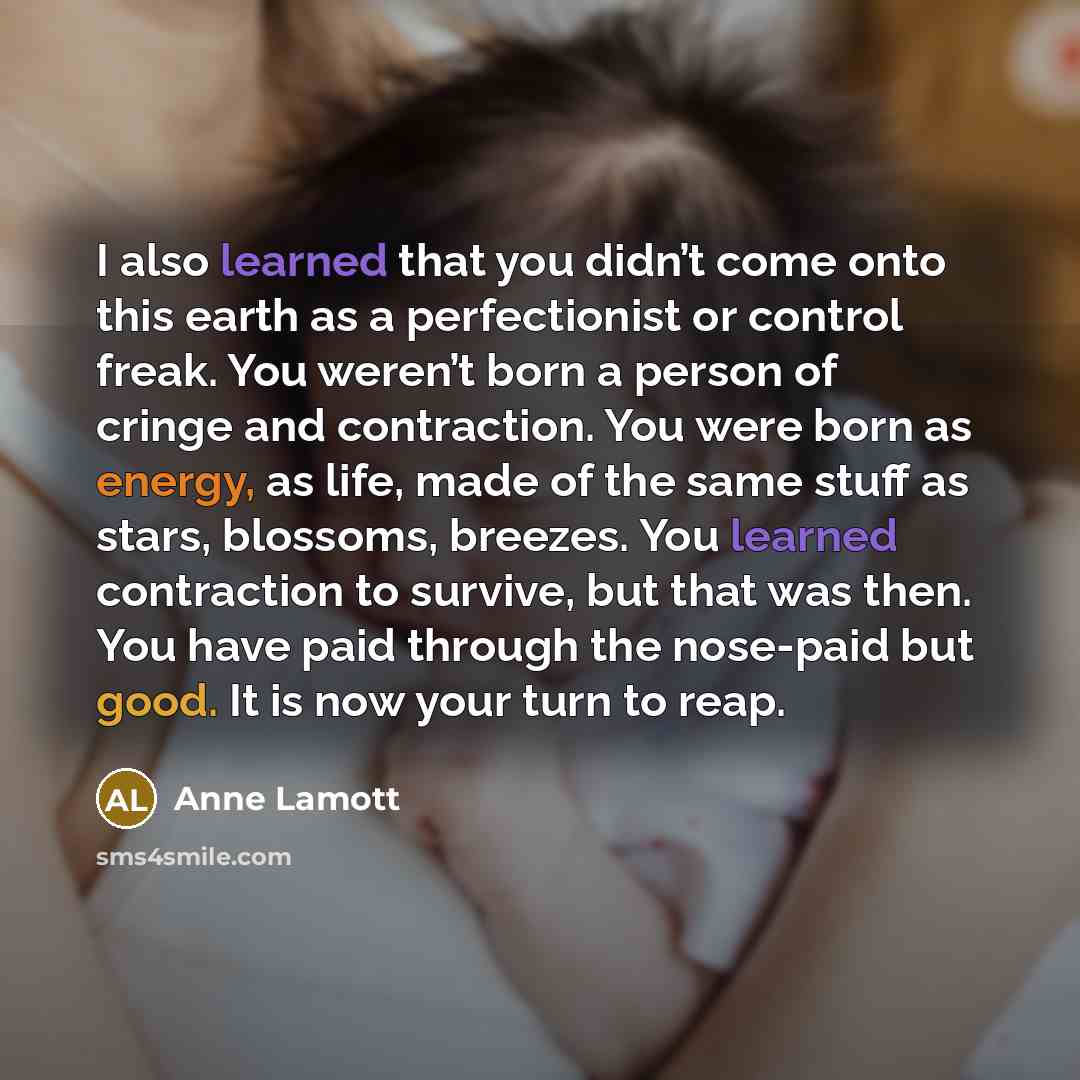 “I also learned that you didn’t come onto this earth…” quote by Anne Lamott