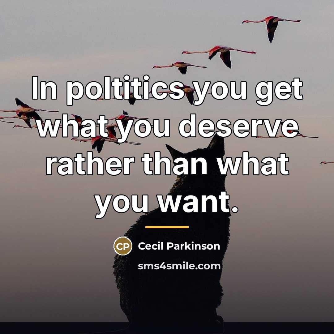 “In poltitics you get what you deserve rather than what…” quote by Anonymous