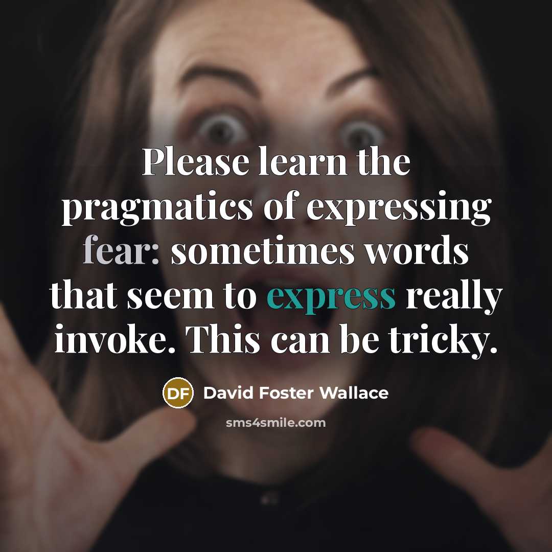 “Please learn the pragmatics of expressing fear: sometimes words that…” quote by David Foster Wallace
