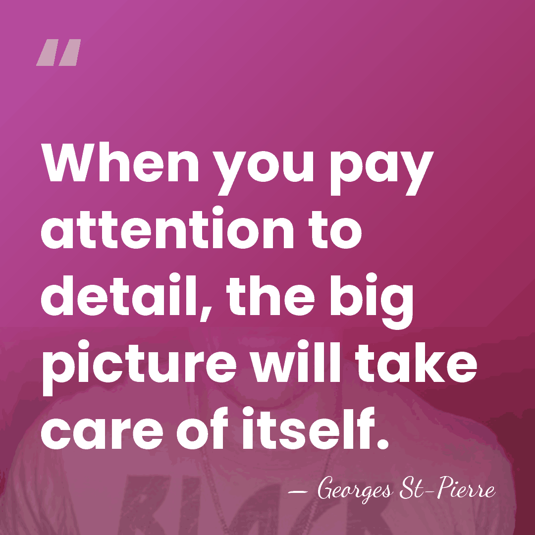 When you pay attention to detail, the big picture will take care&hellip; - Georges St-Pierre