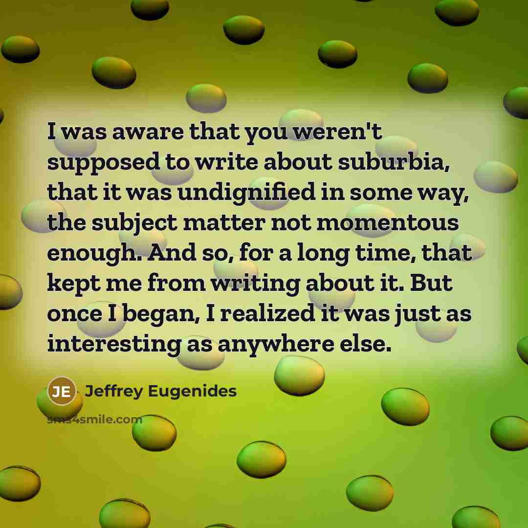 “I was aware that you weren't supposed to write about…” quote by Jeffrey Eugenides