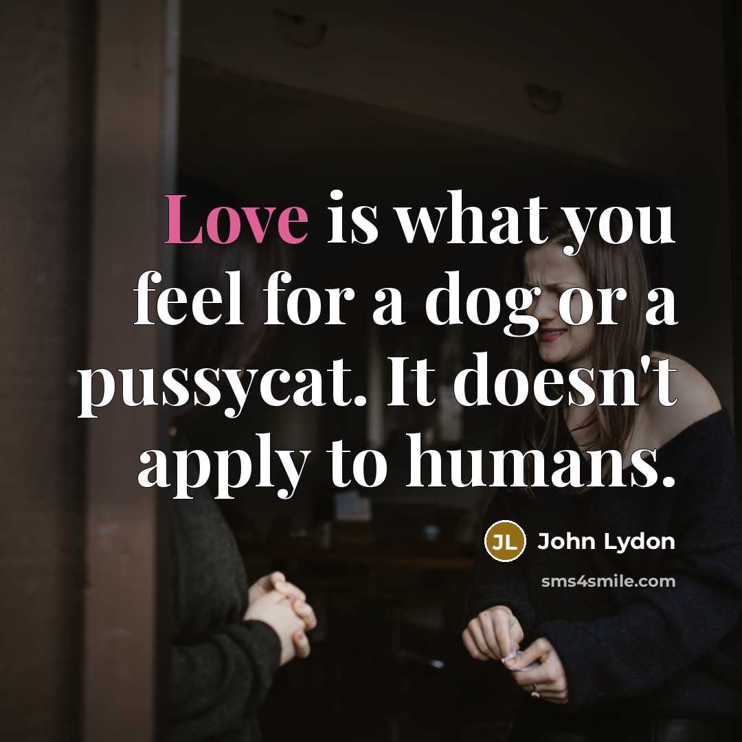 “Love is what you feel for a dog or a…” quote by John Lydon