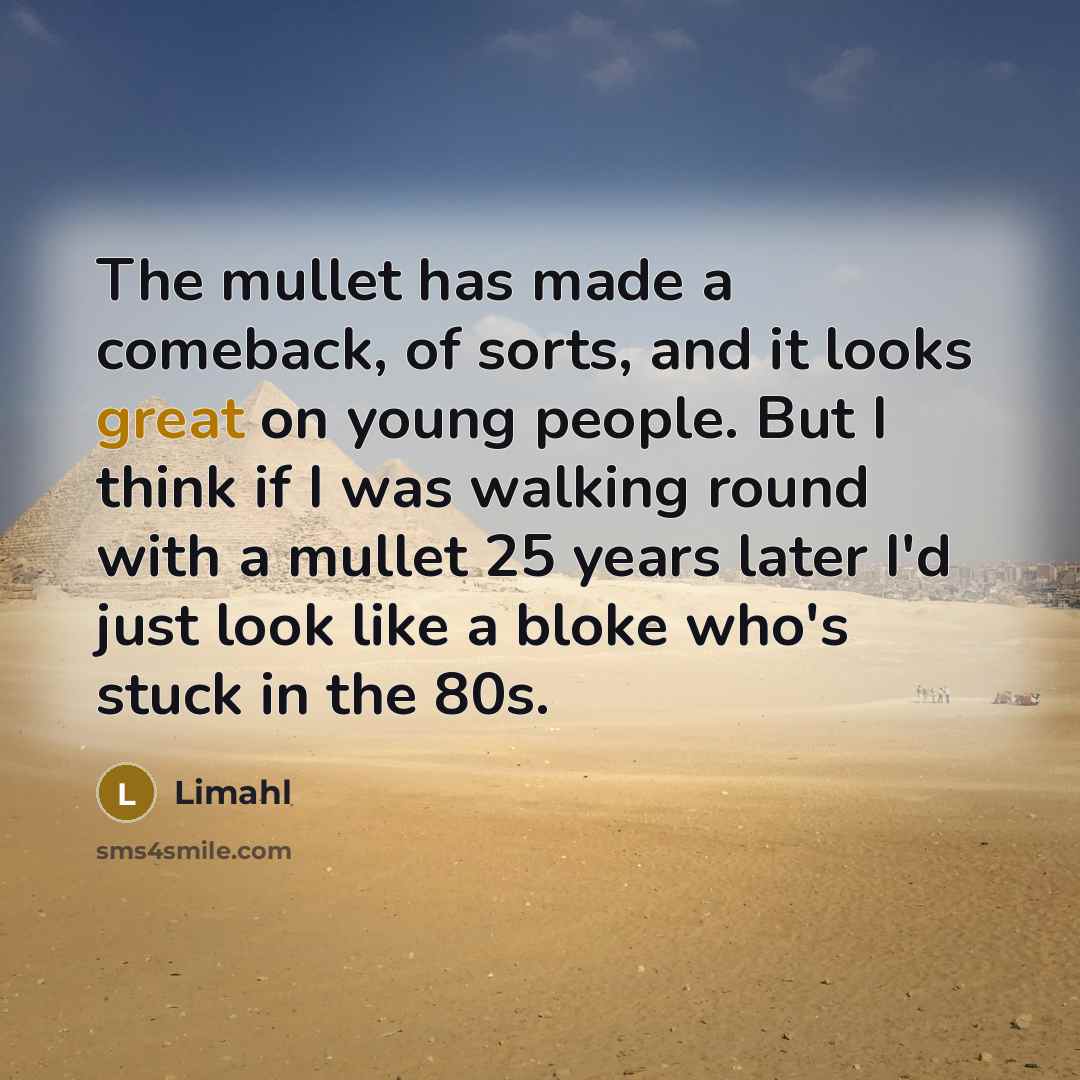 “The mullet has made a comeback, of sorts, and it…” quote by Limahl