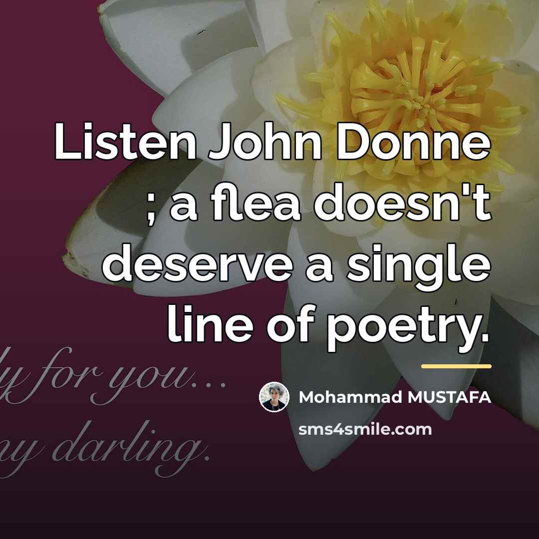 “Listen John Donne ; a flea doesn't deserve a single…” quote by Mohammad MUSTAFA