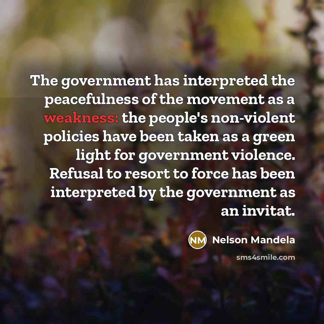 “The government has interpreted the peacefulness of the movement as…” quote by Nelson Mandela