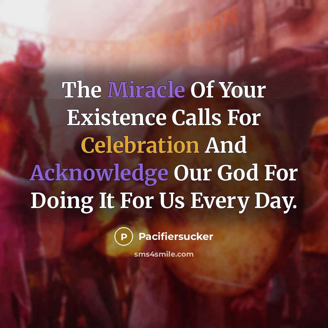 “The Miracle Of Your Existence Calls For Celebration And Acknowledge…” quote by Pacifiersucker