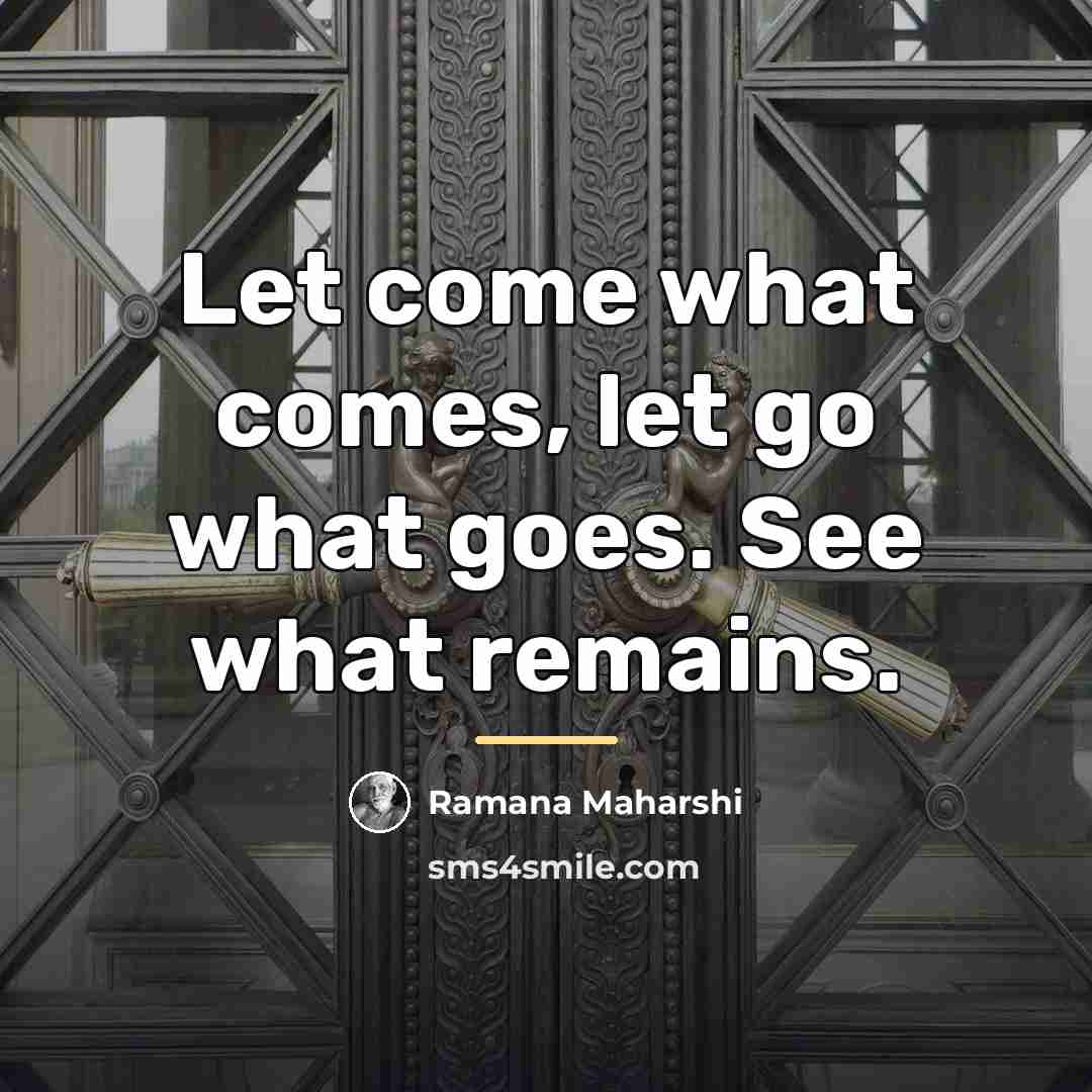 “Let come what comes, let go what goes. See what…” quote by Ramana Maharshi