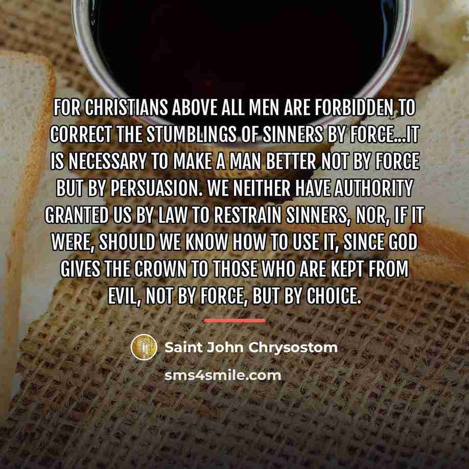 “For Christians above all men are forbidden to correct the…” quote by Saint John Chrysostom