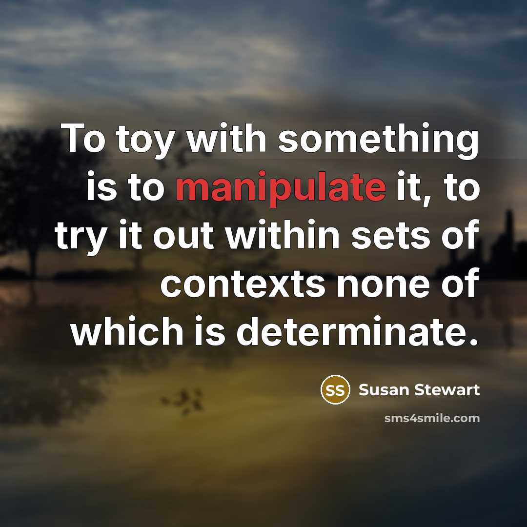 “To toy with something is to manipulate it, to try…” quote by Susan Stewart