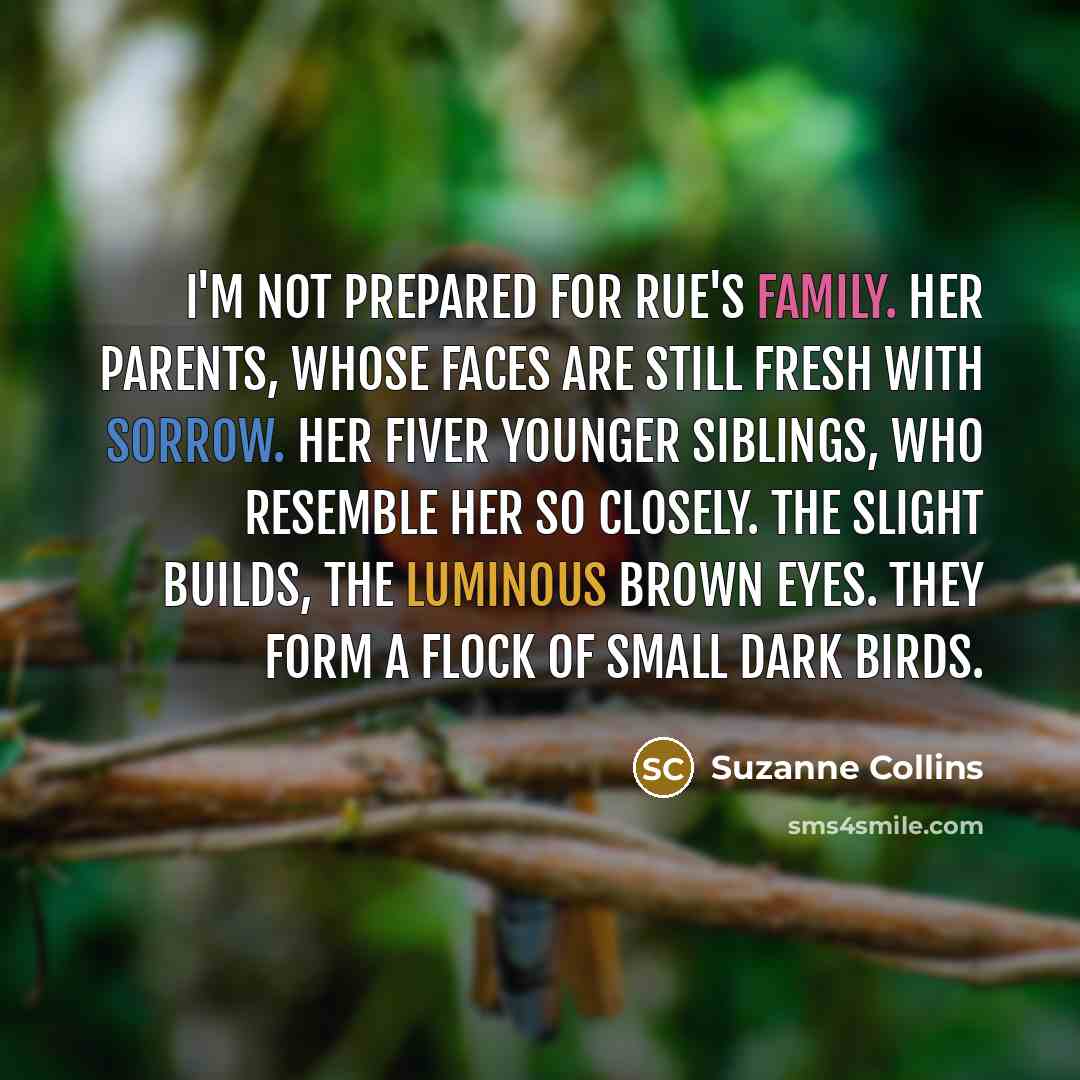 “I'm not prepared for Rue's family. Her parents, whose faces…” quote by Suzanne Collins