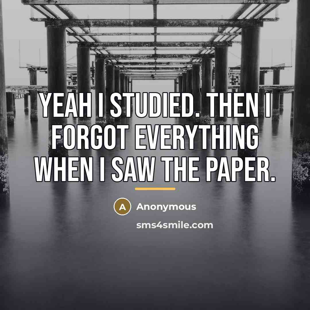 “YEAH I STUDIED. Then I forgot everything when I saw…” quote by Anonymous