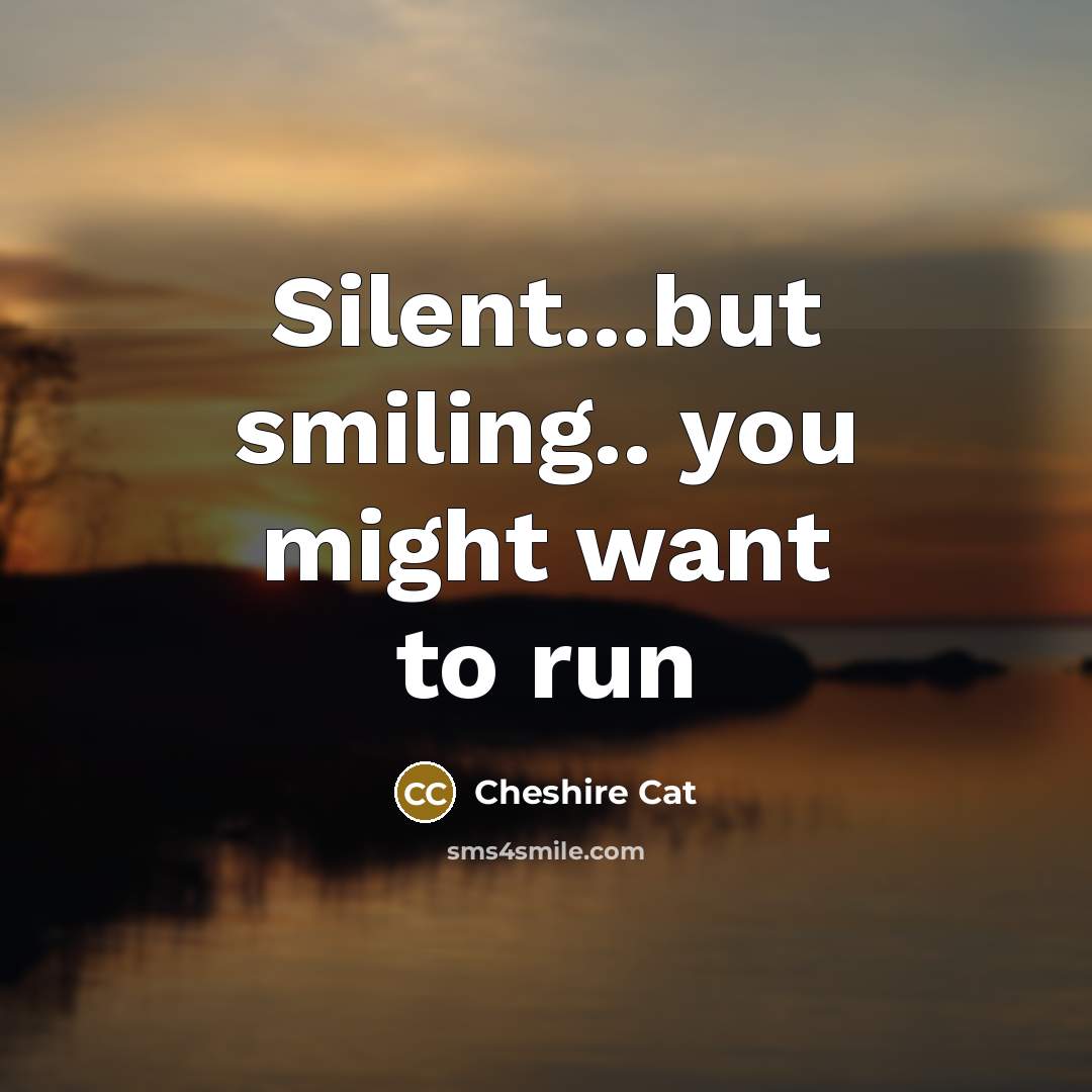 “Silent...but smiling.. you might want to run…” quote by Cheshire Cat