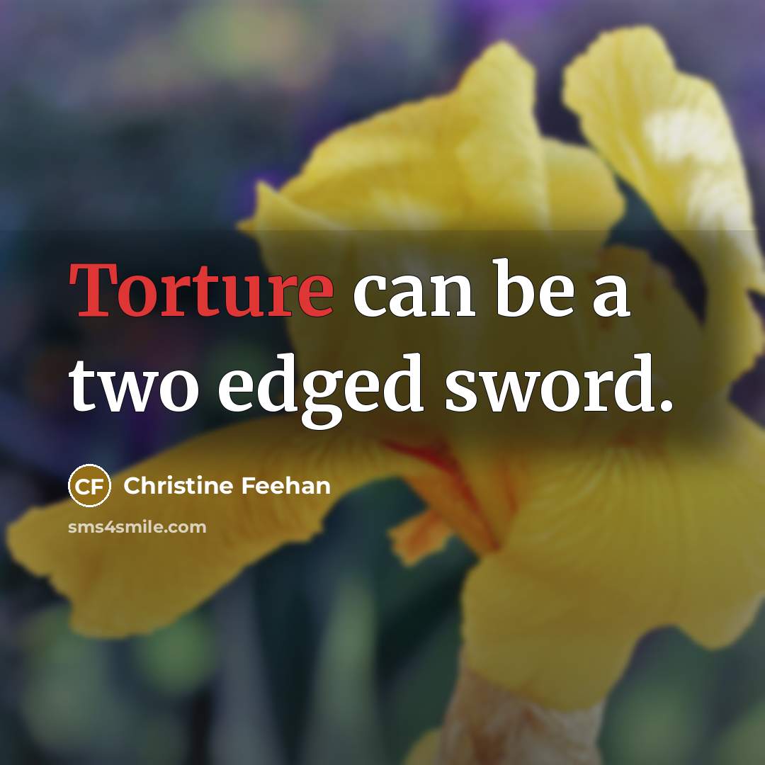 “Torture can be a two edged sword.” quote by Christine Feehan