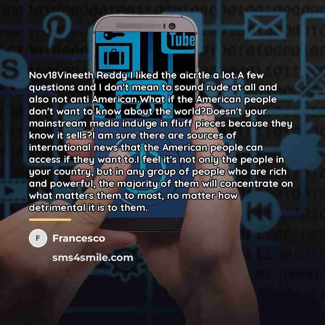 “Nov18Vineeth Reddy I liked the aicrtle a lot.A few questions…” quote by Francesco