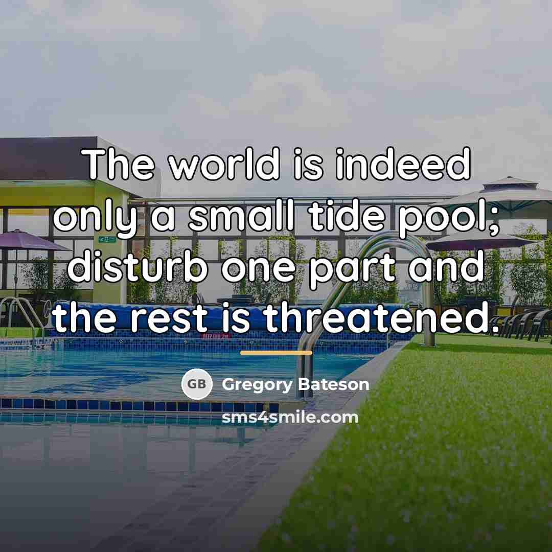 “The world is indeed only a small tide pool; disturb…” quote by Gregory Bateson
