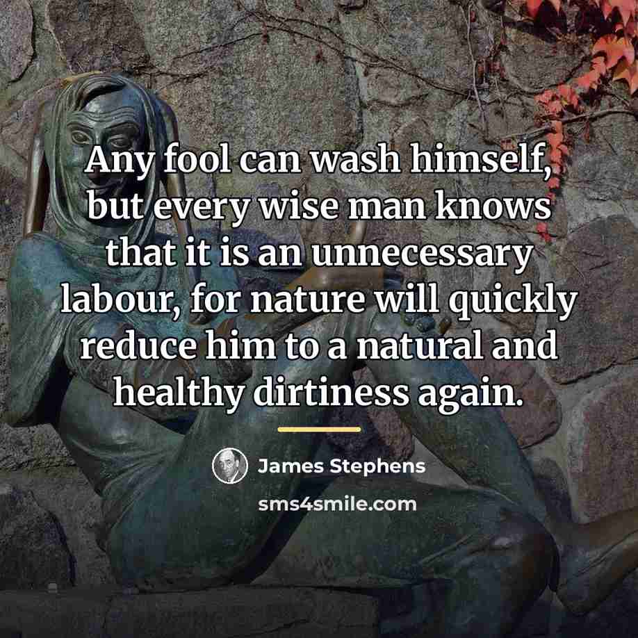 “Any fool can wash himself, but every wise man knows…” quote by James Stephens