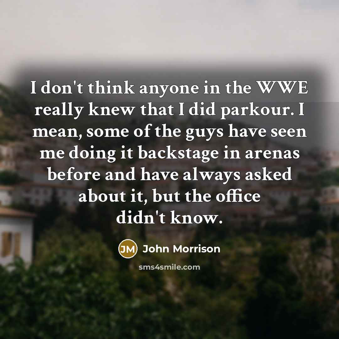 “I don't think anyone in the WWE really knew that…” quote by John Morrison