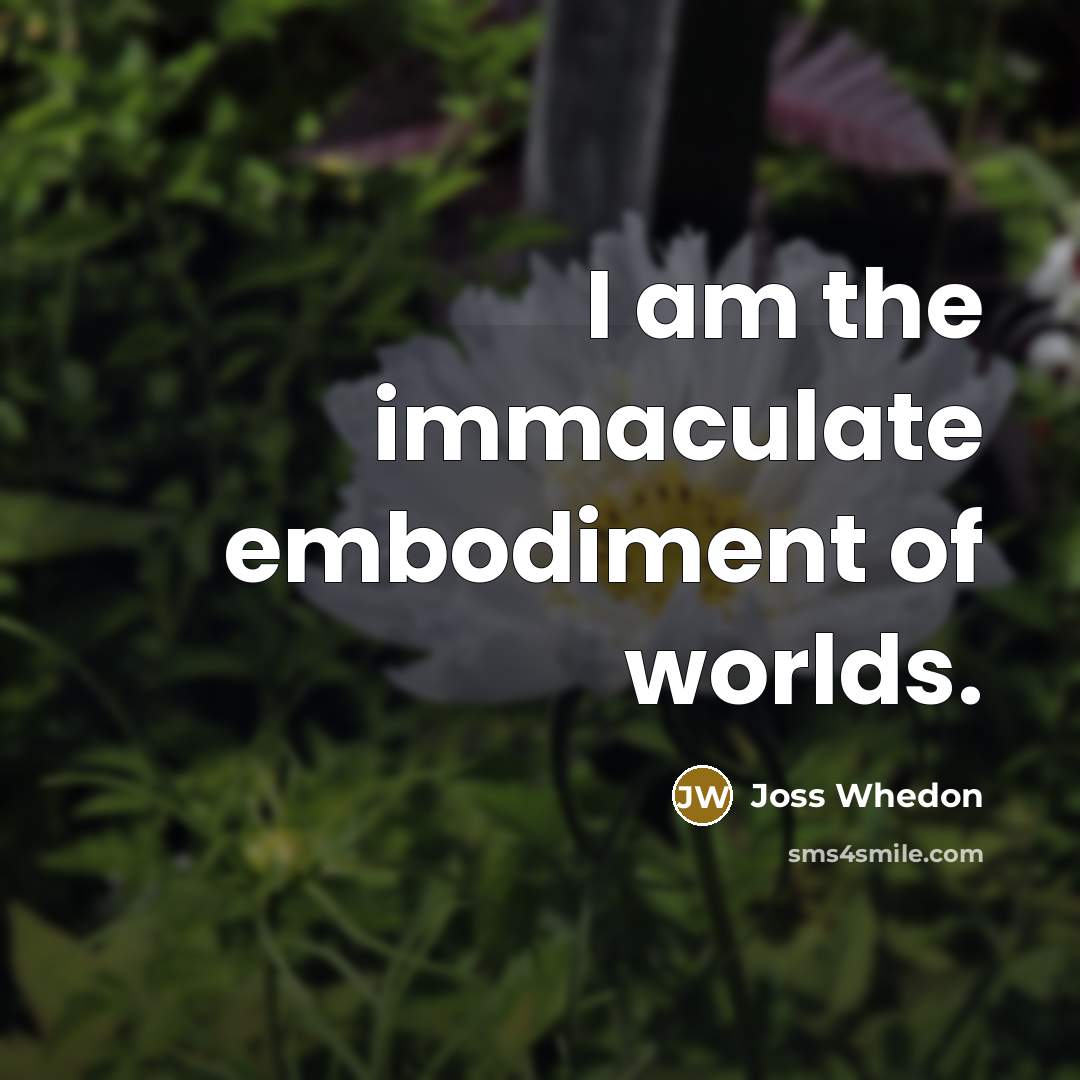 “I am the immaculate embodiment of worlds.…” quote by Joss Whedon