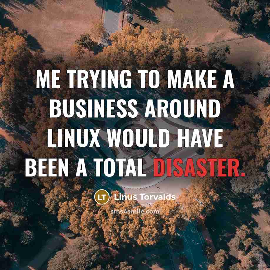 “Me trying to make a business around Linux would have…” quote by Linus Torvalds