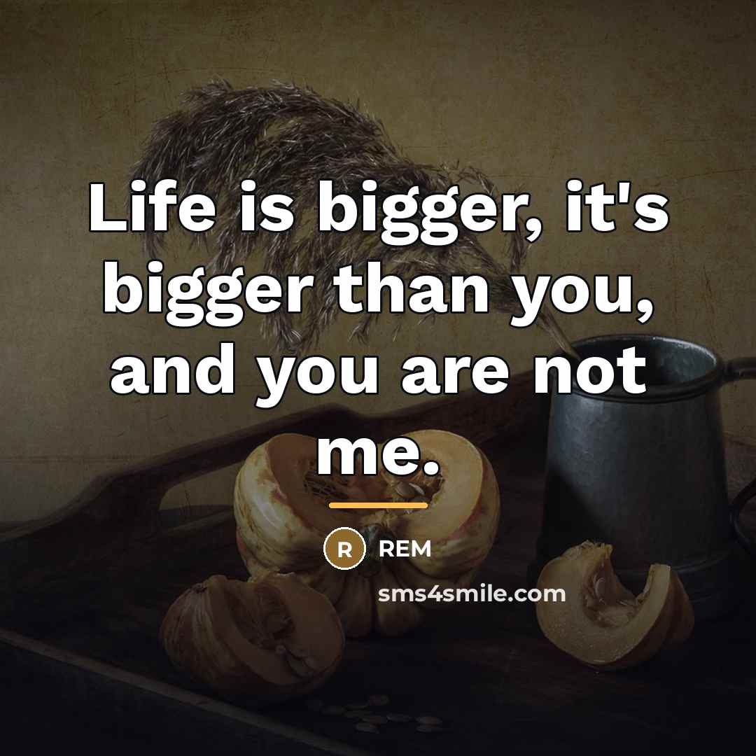 “Life is bigger, it's bigger than you, and you are…” quote by REM