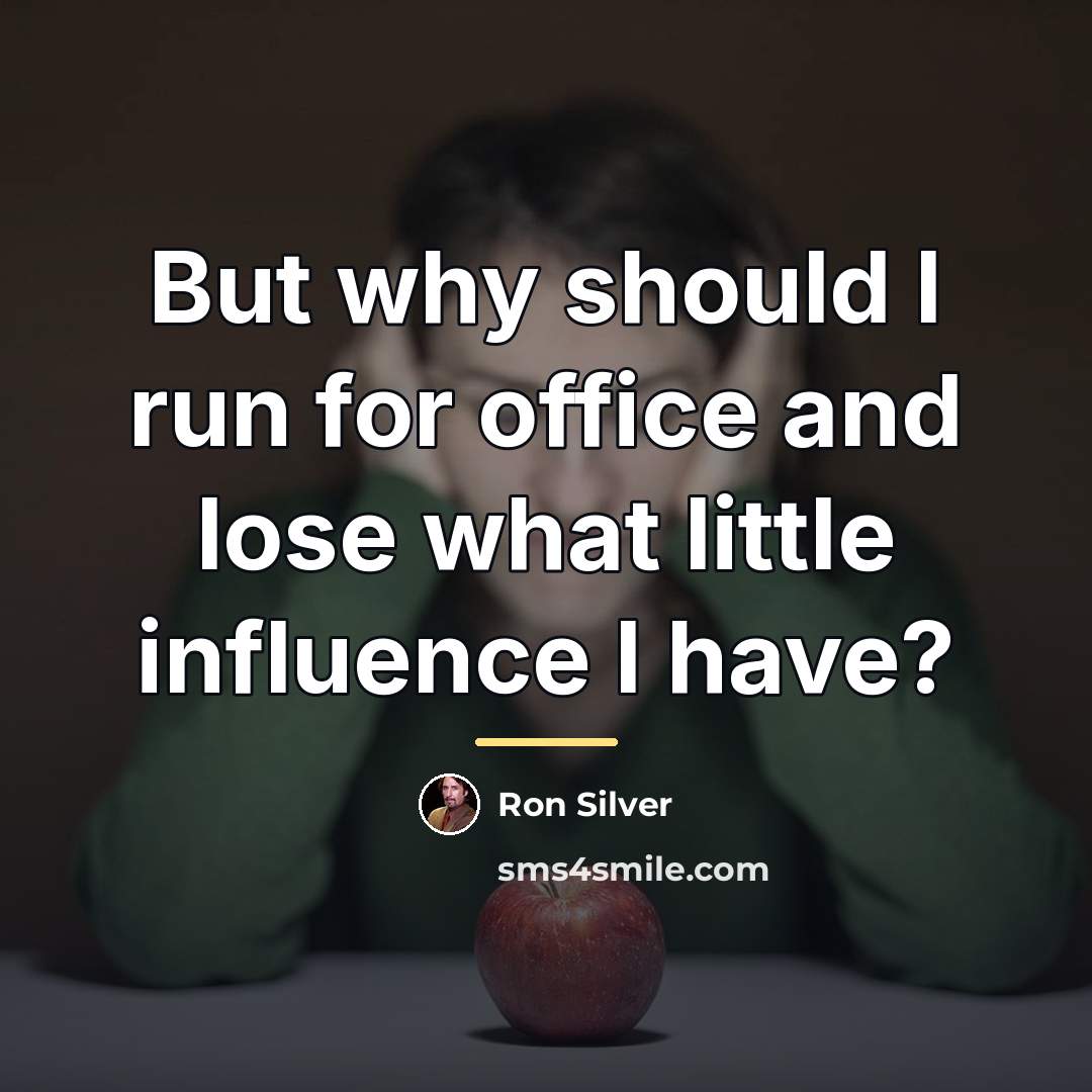 “But why should I run for office and lose what…” quote by Ron Silver