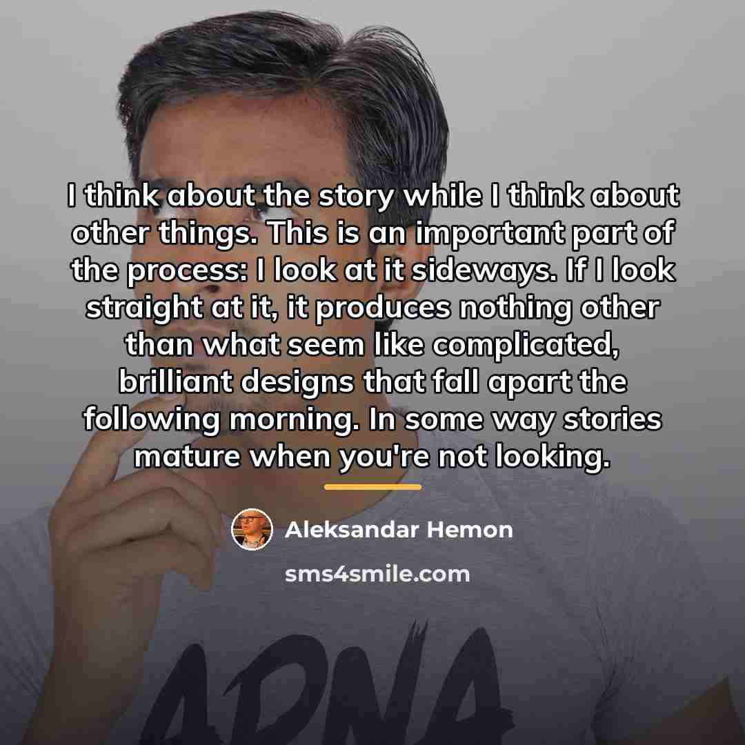 “I think about the story while I think about other…” quote by Aleksandar Hemon