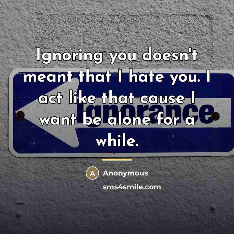 “Ignoring you doesn't meant that I hate you. I act…” quote by Anonymous