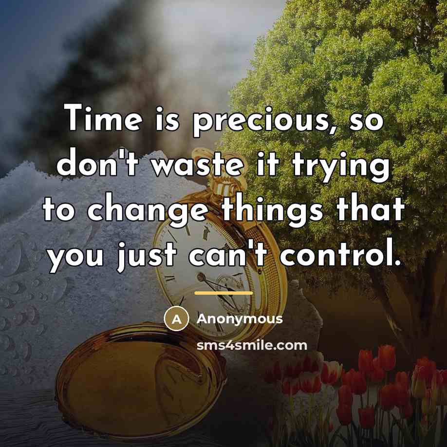 “Time is precious, so don't waste it trying to change…” quote by Anonymous