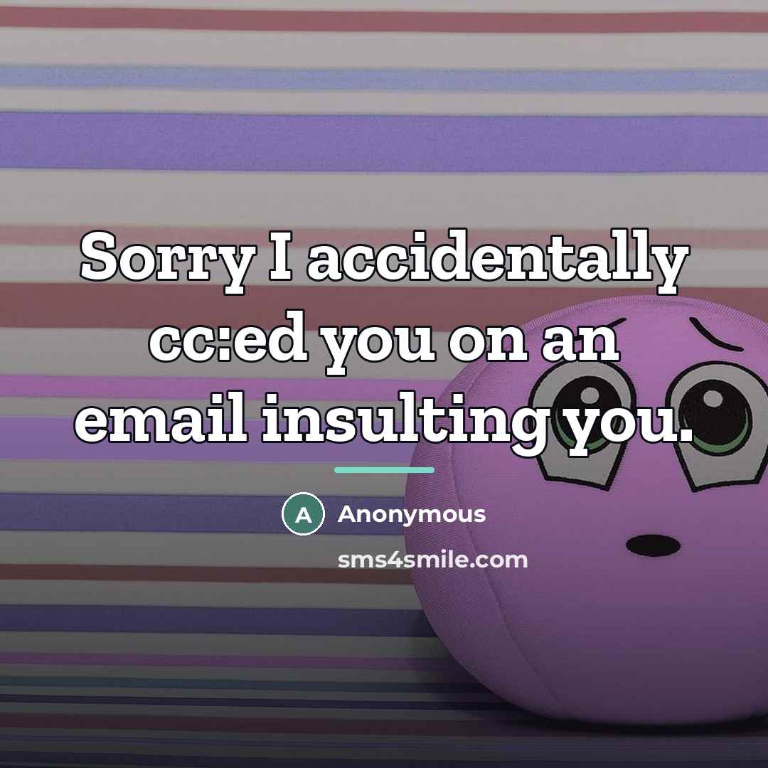 “Sorry I accidentally cc:ed you on an email insulting you.…” quote by Anonymous