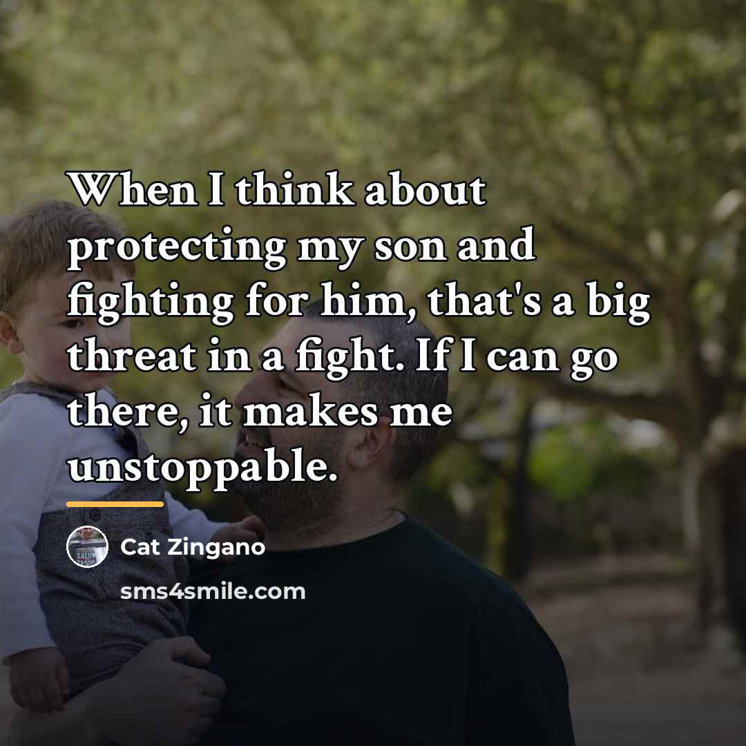 “When I think about protecting my son and fighting for…” quote by Cat Zingano