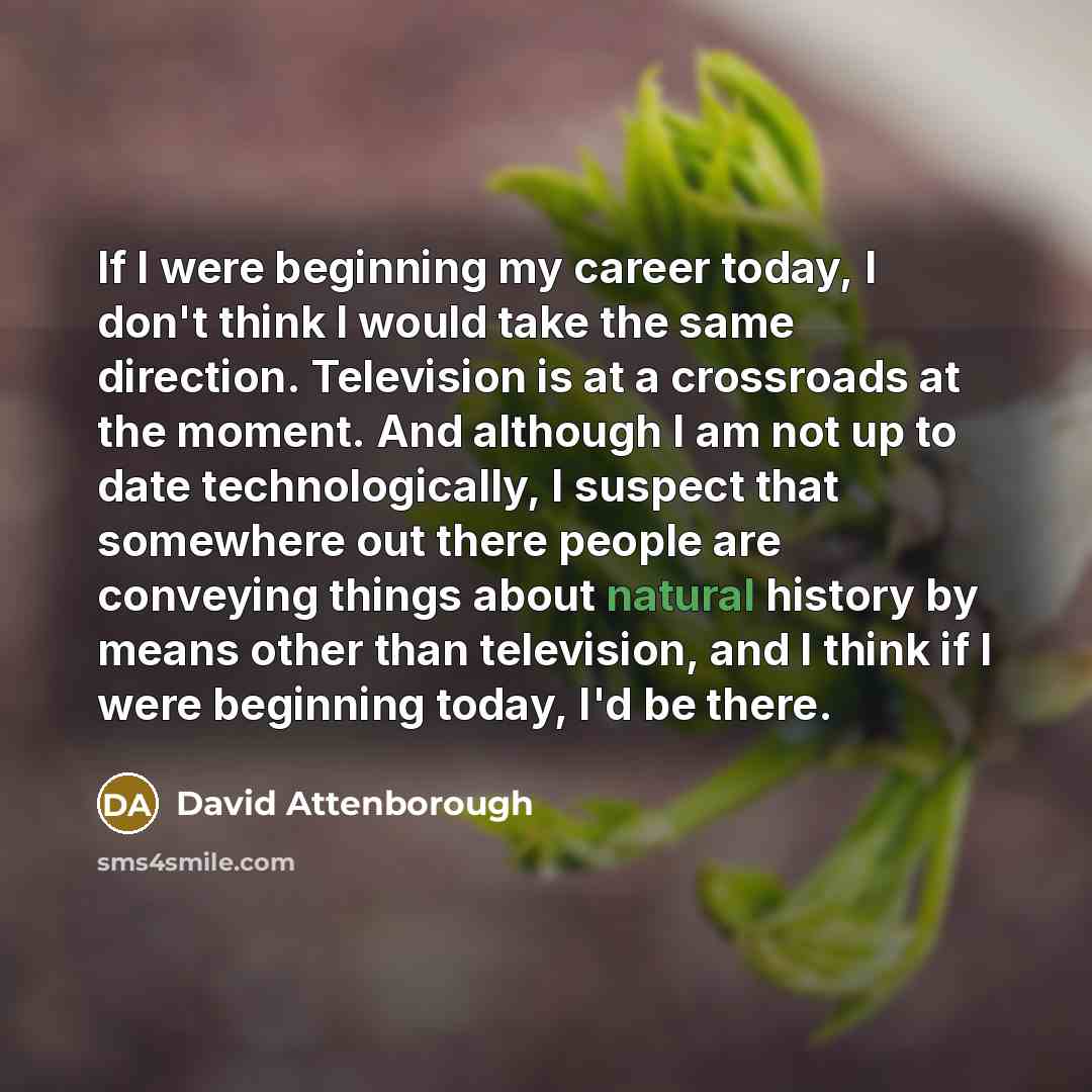 “If I were beginning my career today, I don't think…” quote by David Attenborough