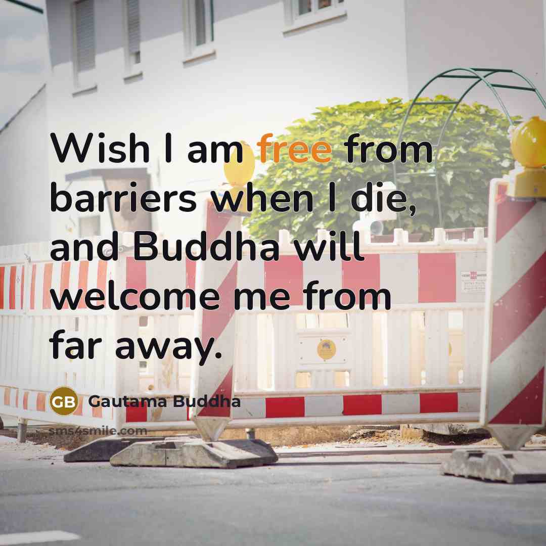 “Wish I am free from barriers when I die, and…” quote by Gautama Buddha