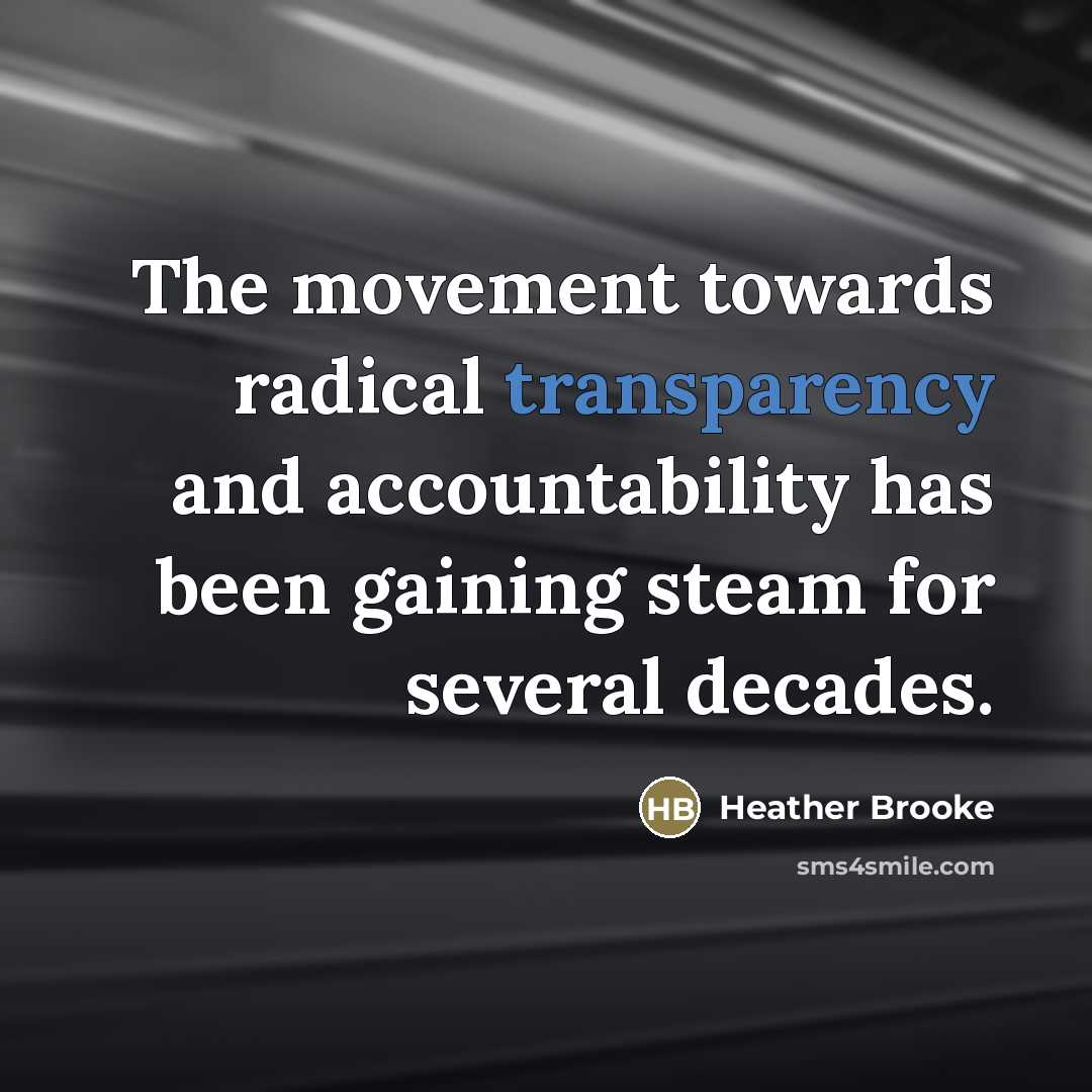 “The movement towards radical transparency and accountability has been gaining…” quote by Heather Brooke