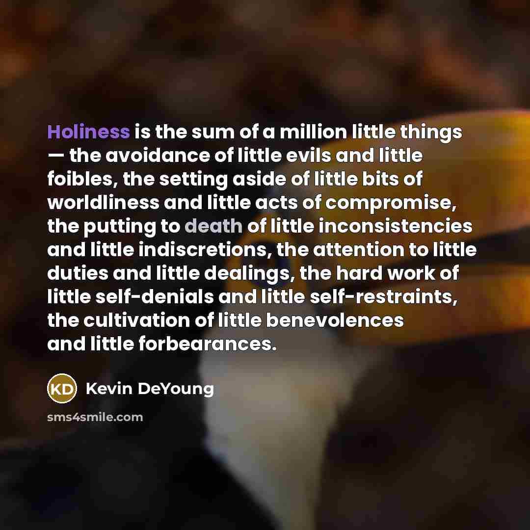 “Holiness is the sum of a million little things —…” quote by Kevin DeYoung