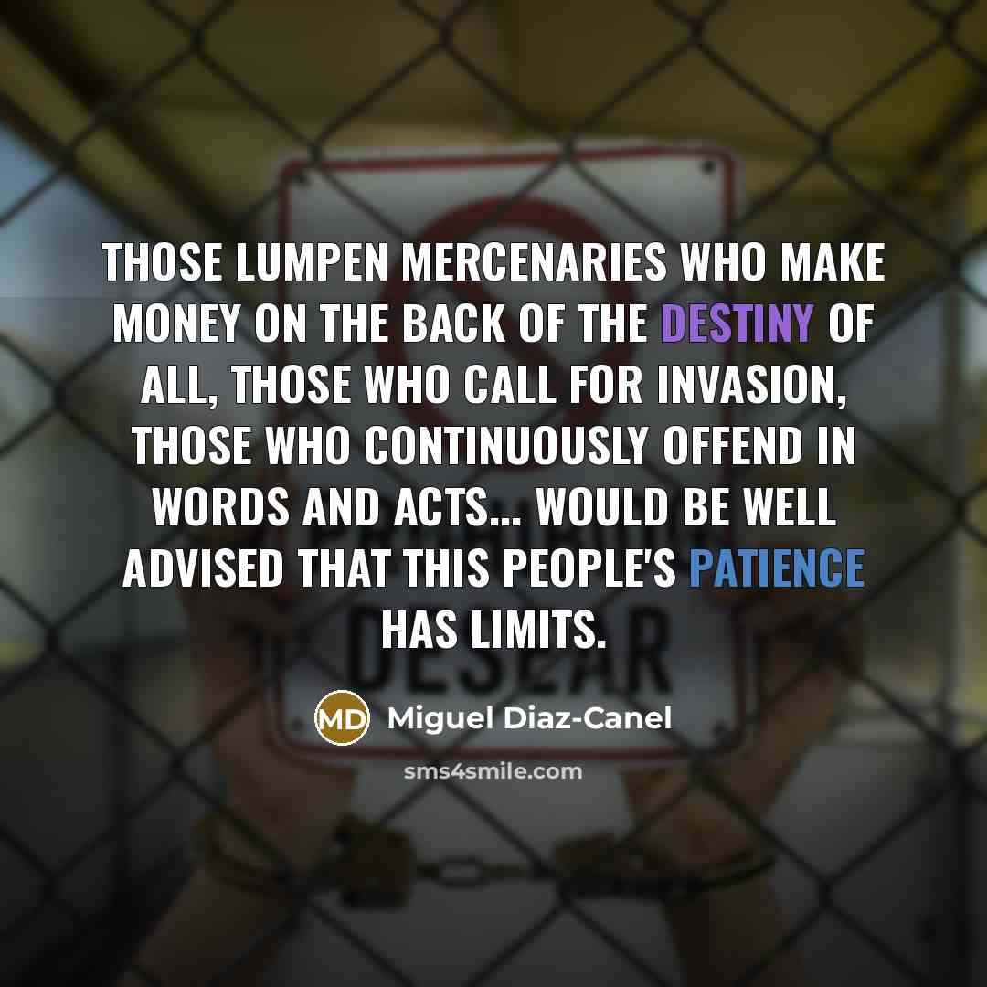 “Those lumpen mercenaries who make money on the back of…” quote by Miguel Diaz-Canel