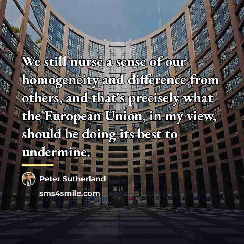 “We still nurse a sense of our homogeneity and difference…” quote by Peter Sutherland