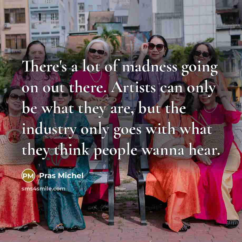 “There's a lot of madness going on out there. Artists…” quote by Pras Michel