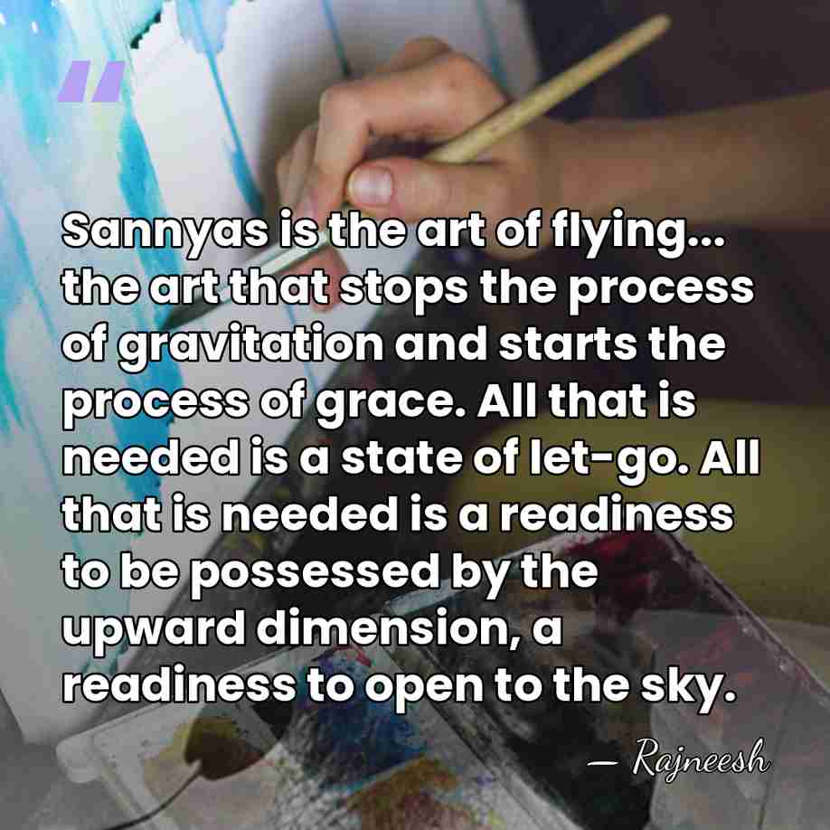 Sannyas is the art of flying... the art that stops the process&hellip; - Rajneesh