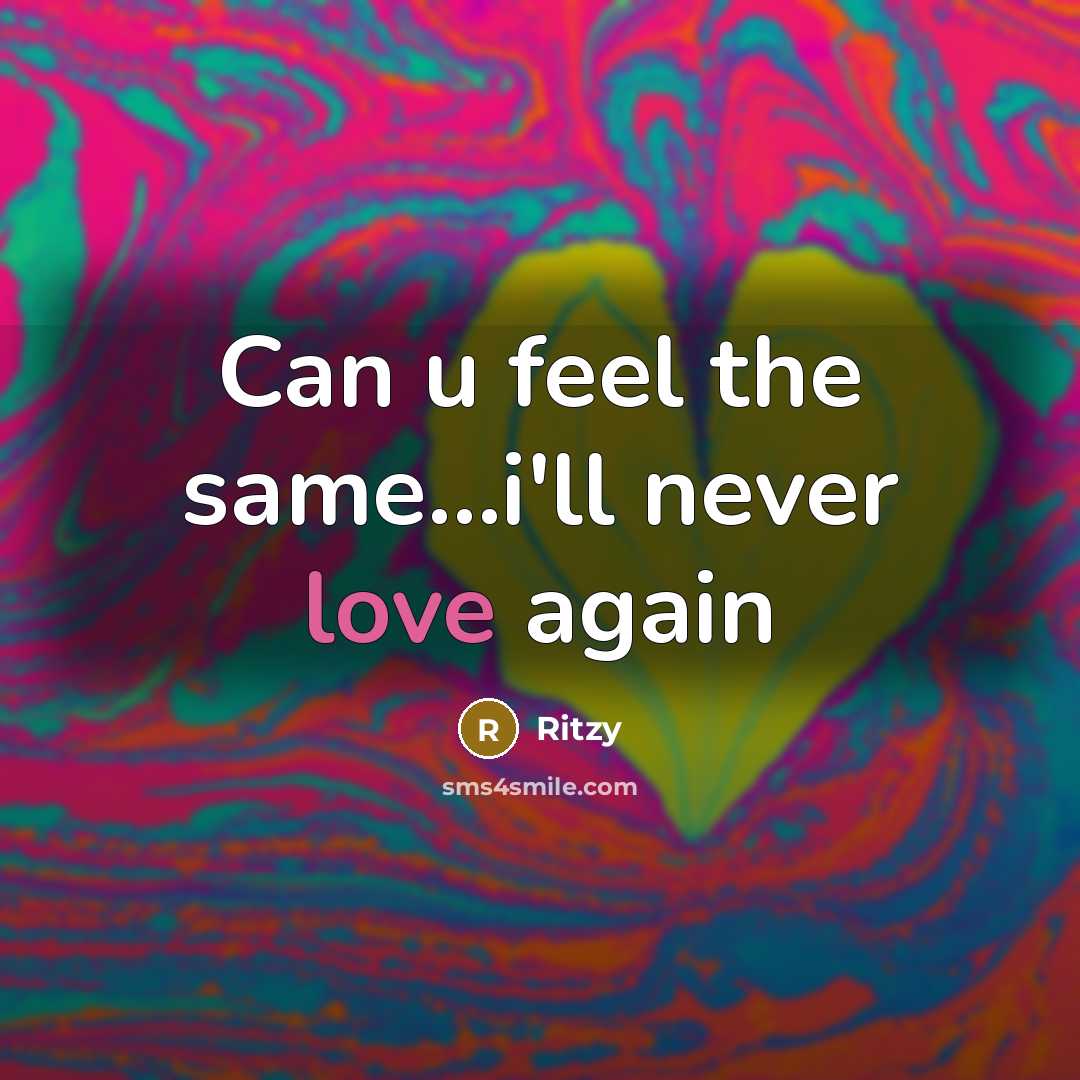 “Can u feel the same........i'll never love again…” quote by Ritzy