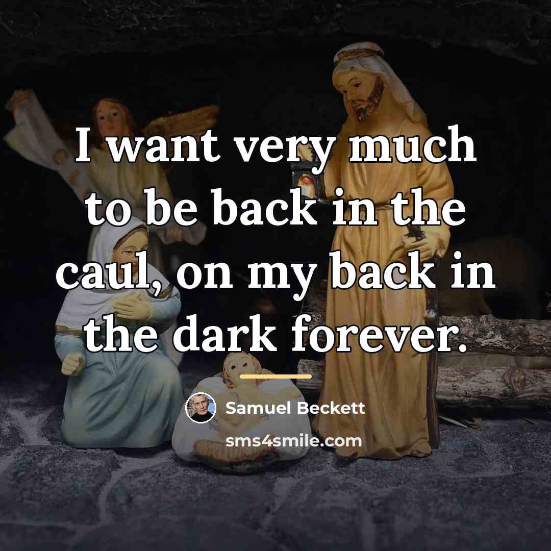 “I want very much to be back in the caul,…” quote by Samuel Beckett