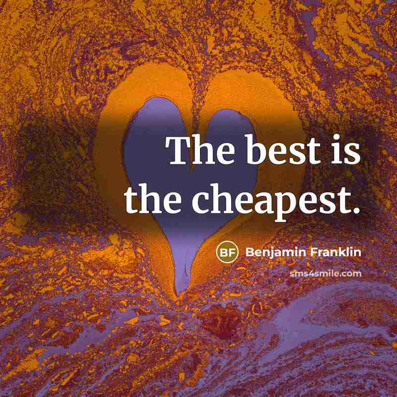 “The best is the cheapest.” quote by Benjamin Franklin