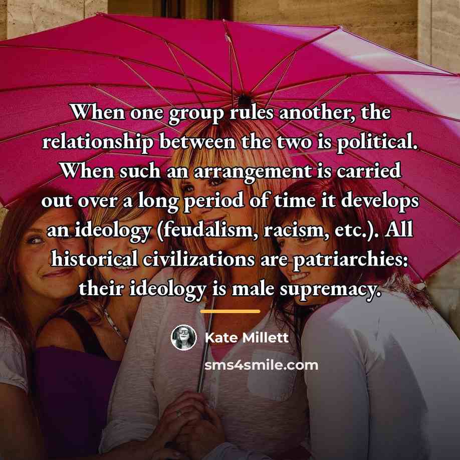 “When one group rules another, the relationship between the two…” quote by Kate Millett