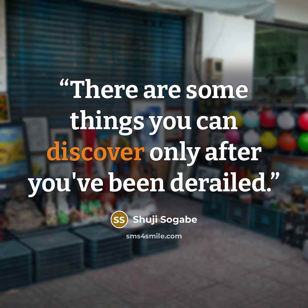 “There are some things you can discover only after you've been derailed.” quote by Shuji Sogabe