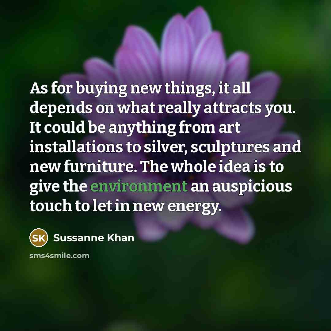 “As for buying new things, it all depends on what…” quote by Sussanne Khan