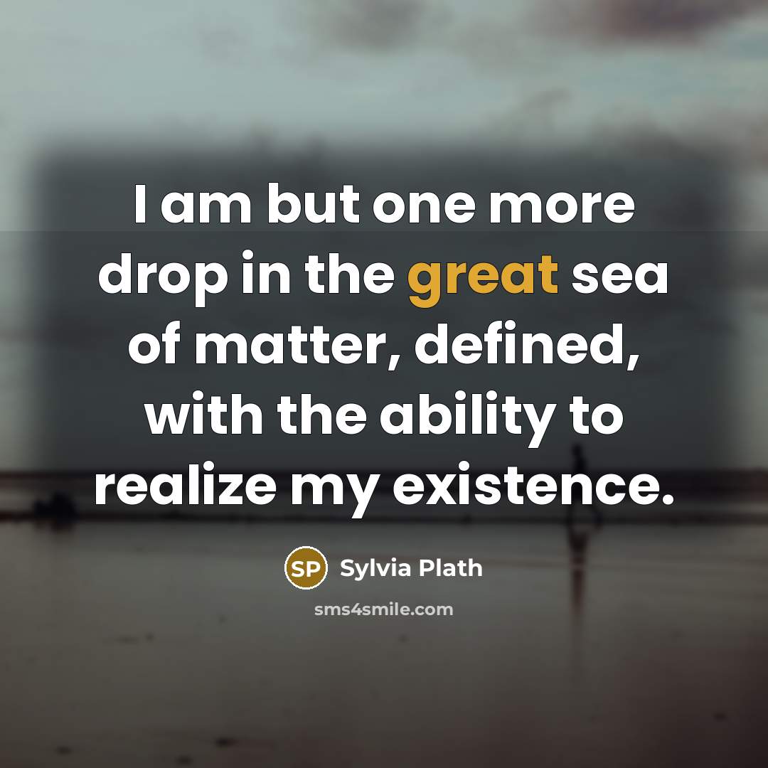 “I am but one more drop in the great sea…” quote by Sylvia Plath
