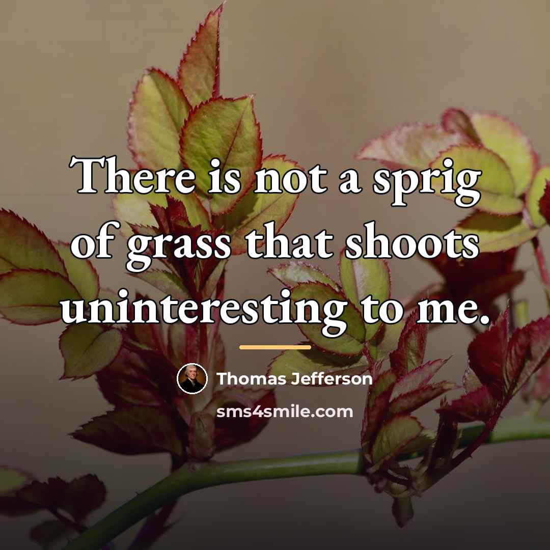 “There is not a sprig of grass that shoots uninteresting…” quote by Thomas Jefferson