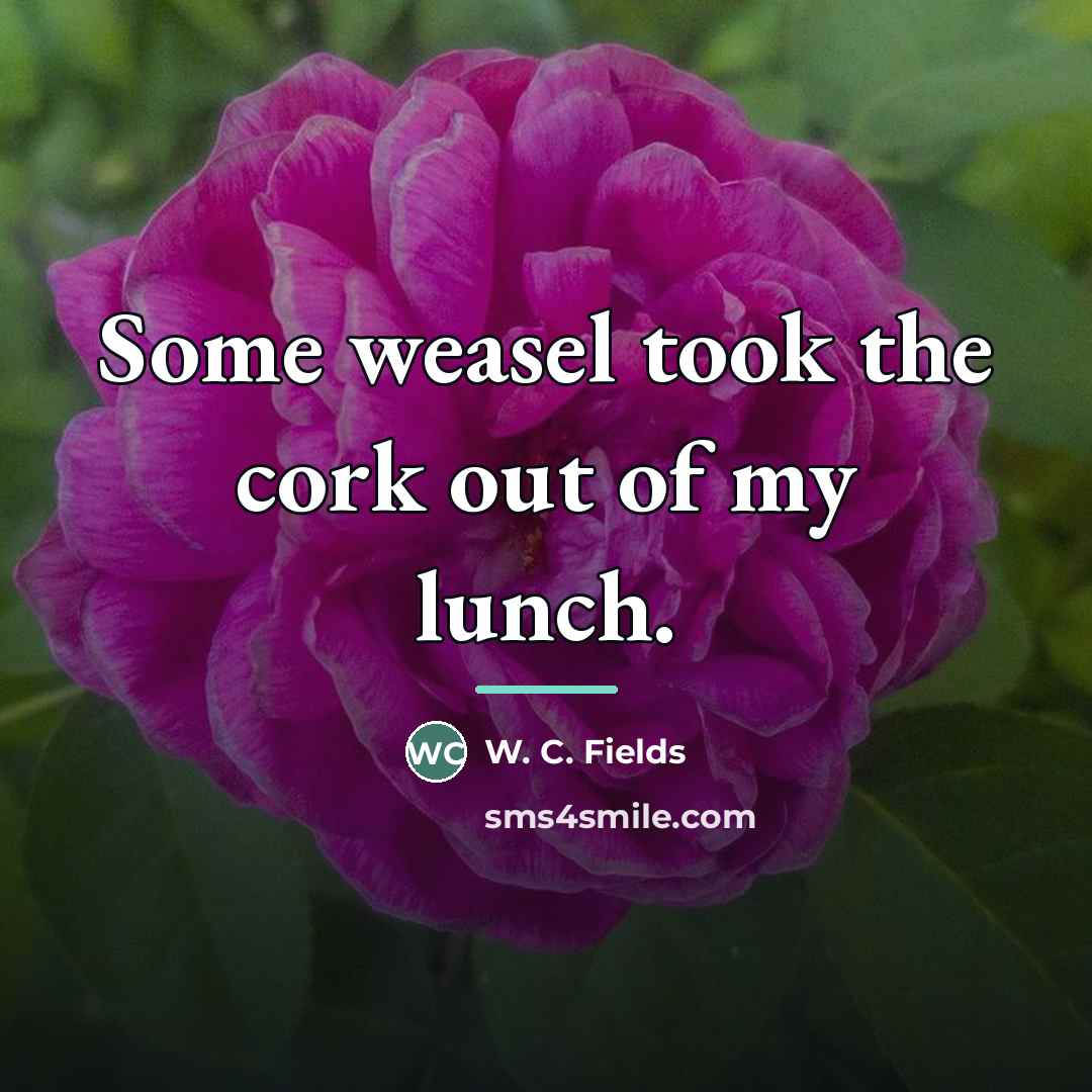 “Some weasel took the cork out of my lunch.…” quote by W. C. Fields