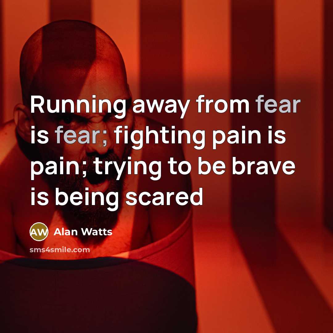 “Running away from fear is fear; fighting pain is pain;…” quote by Alan Watts